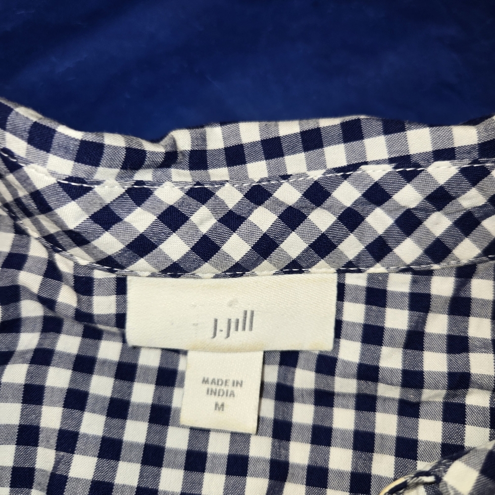 JJill Gingham Blouse. 3/4 Sleeve.  Cotton Blend.  Women's Size Medium - Picture 3 of 7